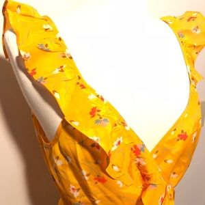 Madewell wrap top with flutter sleeves